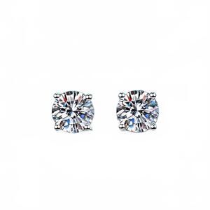 NEW BLING JEWELRY women's four-prong moissanite stud earrings in silver